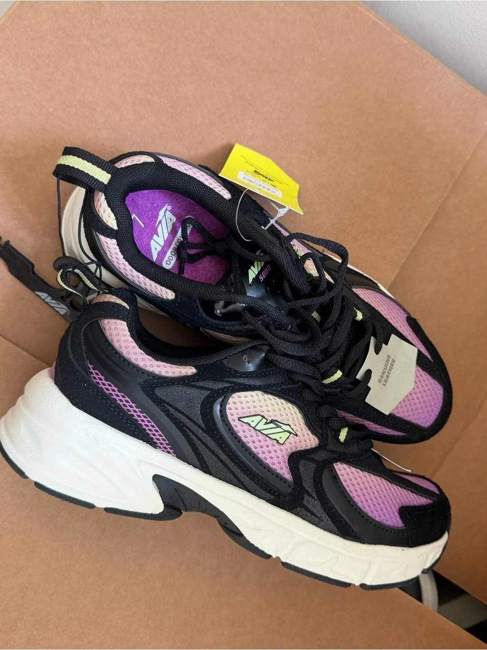 Avia Black Pink Purple Mesh Athletic Sneakers